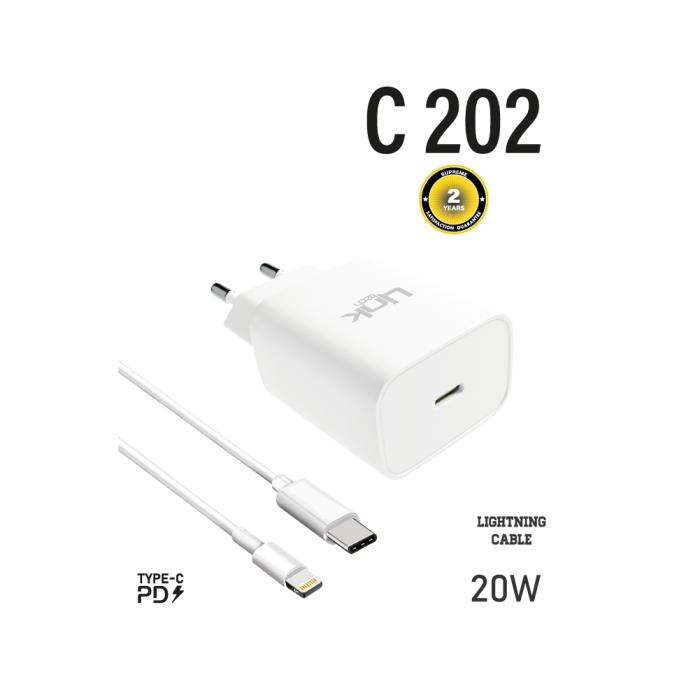 Cellularline Kit chargeur USB-C 20W USB C vers chargeur Lightning
