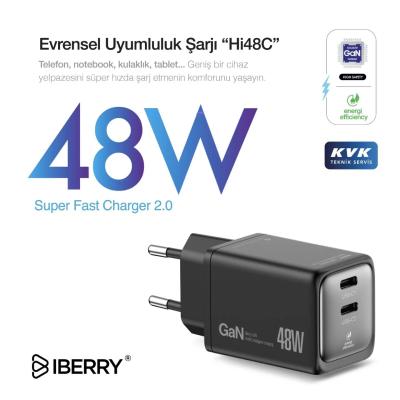 IBERRY DUAL TYPE C 48 WATT GAN WALL CHARGER KAFA HI48C