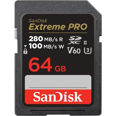 SANDİSK EXTREME PRO SDXC UHS-II HAFIZA KARTI V60 64 GB (280 MB/S, 6K, 4K UHD, U3, C10, RESCUE PRO DELUXE